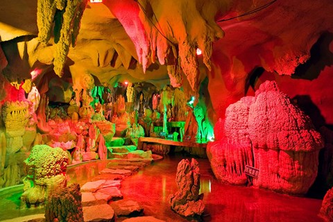 Framed Cave stalagmites, stalactites, Mutianyu, China, Print