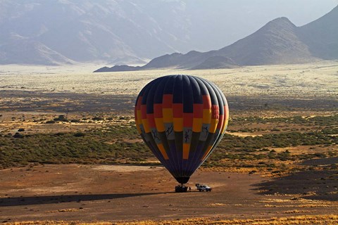 Framed Aerial view of Hot air balloon landing, Namib Desert, Namibia Print