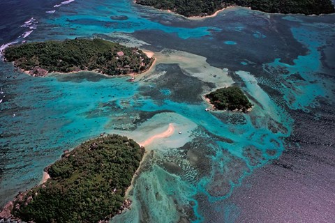 Framed Aerial View of Ste Anne Marine National Park, Seychelles Print