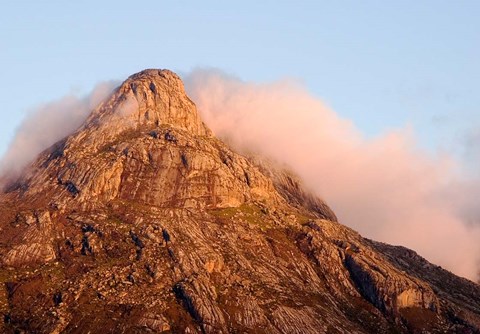 Framed Africa; Malawi; Mt Mulanje; Thuchila; View of rock peak Print