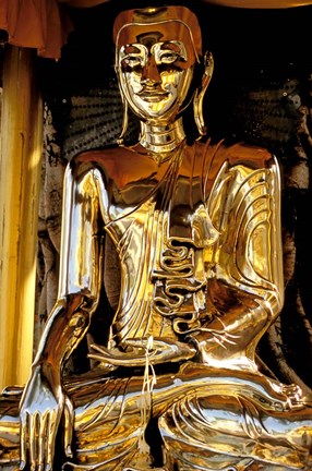 Framed Golden Buda of Shwedagon Pagoda, Yangon, Myanmar Print