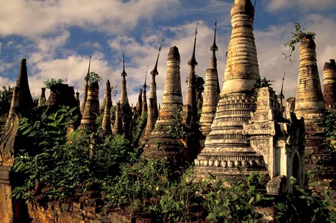 Framed Ancient Ruins of Indein Stupa Complex, Myanmar Print