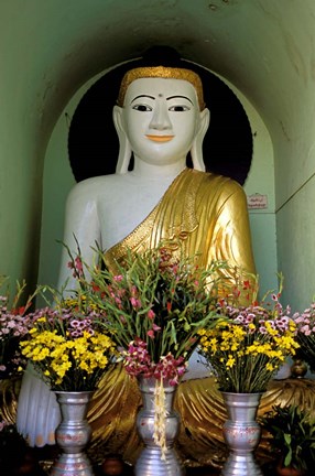 Framed Buddha with Flowers Print
