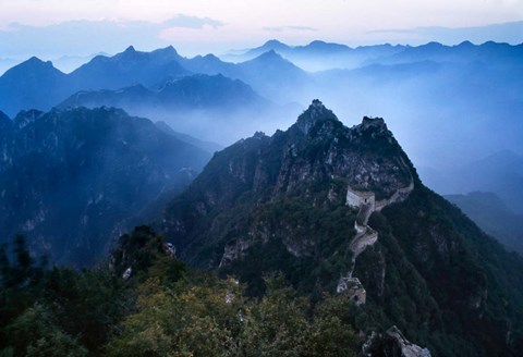 Framed Great Wall in Early Morning Mist, China Print