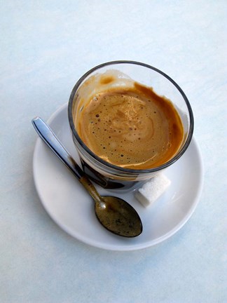 Framed Espresso Drink at Cafe in Essaouira, Morocco Print