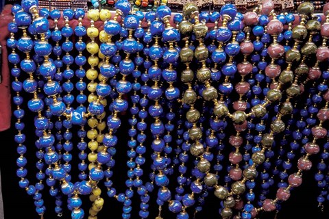 Framed Colorful Beads For Sale in Khan al-Khalili Bazaar, Cairo, Egypt Print
