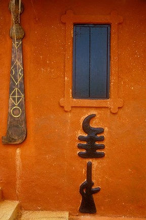 Framed Adinkra Symbols on Shrine to Nana Yaa Asantewaa, Ejisu, Ghana Print