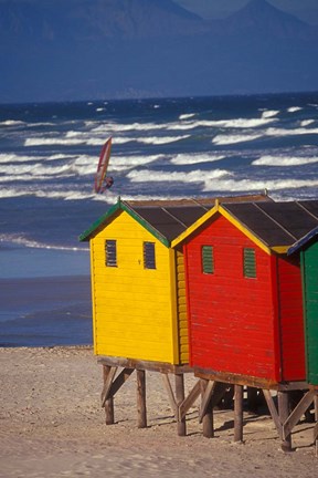 Framed Yellow and Red Bathing Boxes, South Africa Print
