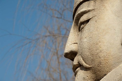 Framed Detail of warrior statue, Changling Sacred Way, Beijing, China Print