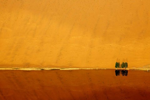 Framed Desert reflection. Badain Jaran Desert, Inner Mongolia, China. Print