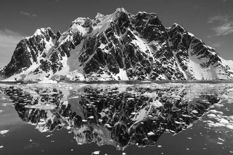 Framed Antarctica, Mountain peaks reflected in the Lemaire Channel. Print