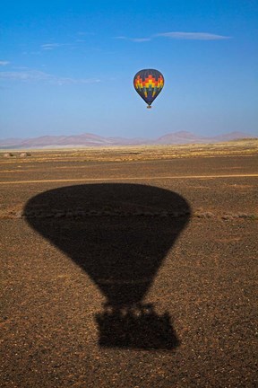 Framed Hot air balloon casting a shadow over Namib Desert, Sesriem, Namibia Print