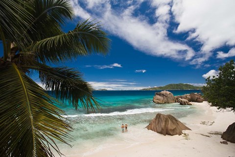 Framed Anse Patates Beach, La Digue Island, Seychelles Print