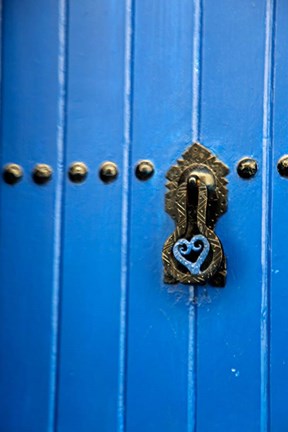 Framed Blue Door of Kasbah of Oudaya, UNESCO World Heritage Site, Rabat, Morocco, Africa Print