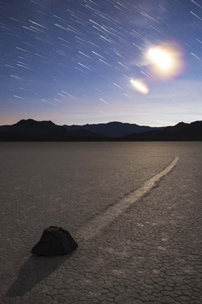 Framed Star trails at the Racetrack Playa in Death Valley National Park, California Print