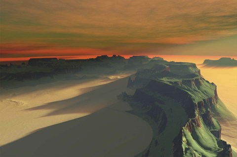 Framed sun sets on this desert landscape Print