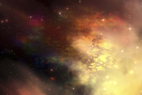 Framed beautiful nebula out in the cosmos with many stars and clouds Print