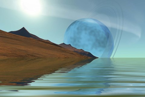 Framed Ripple Reflections on a Water World Print