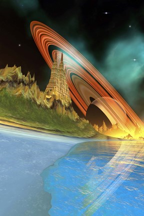 Framed Alient Planet Cosmic Seascape Print