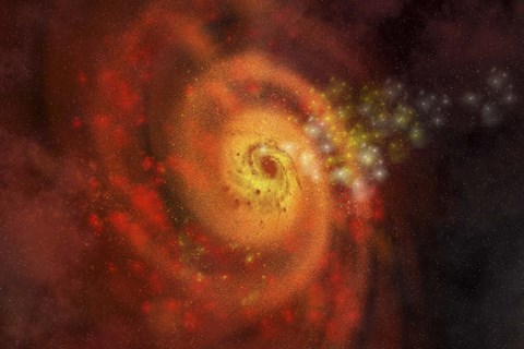 Framed Stars and gases make up a beautiful spiral galaxy Print