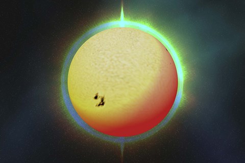 Framed sun with a colorful aura surrounding it Print