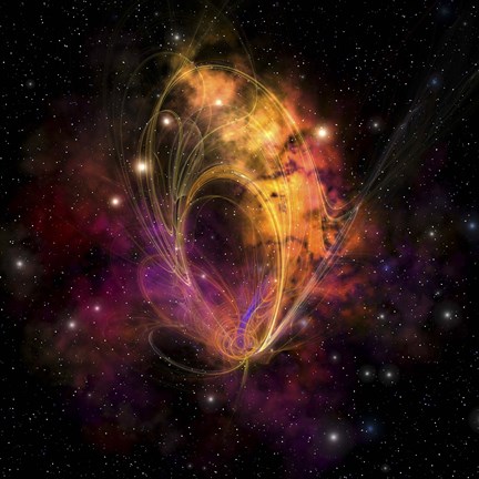 Framed nebular cluster of gases and stars Print