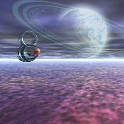 Framed probe from Earth is sent to Jupiter to scan the gaseous atmosphere Print