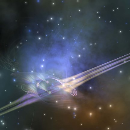 Framed space phenomenon sends out rays through the cosmos Print