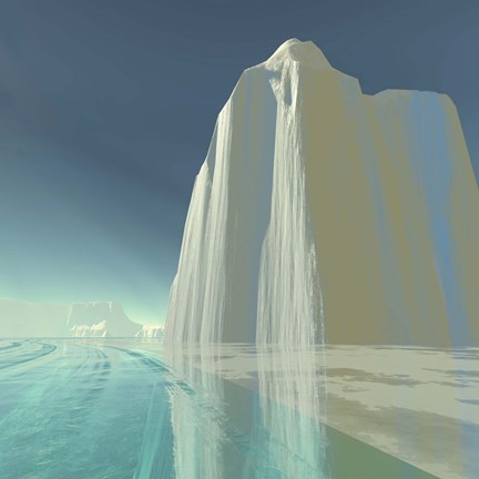 Framed iceberg is frozen in the clear ice of the ocean Print