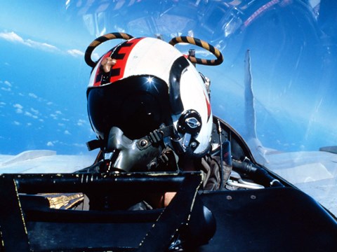 Framed pilot sitting in the back of a two-seater F-14 Tomcat Print