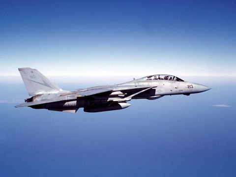 Framed F-14A Tomcat in flight above the Pacific Ocean Print