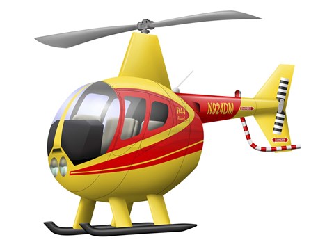 Framed Cartoon illustration of a Robinson R44 Raven helicopter Print