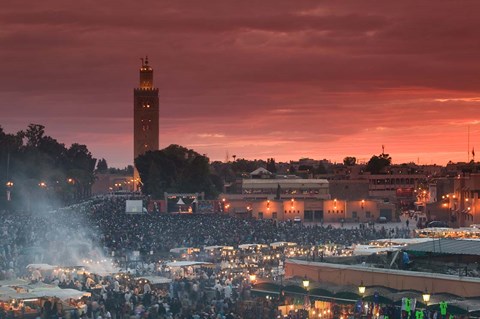 Framed Koutoubia Mosque, Djemma el-Fna Square, Marrakech, Morocco Print