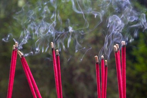 Framed Incense Burning in the Temple, Luding, Sichuan, China Print