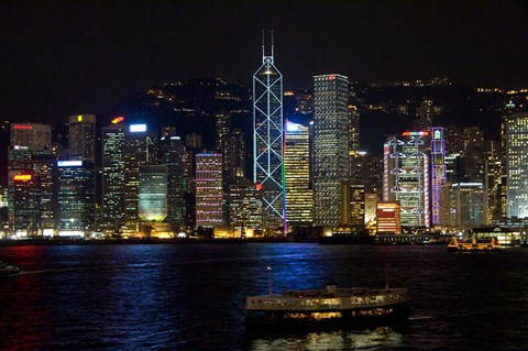 Framed Hong Kong, Victoria Harbor, city skyline Print