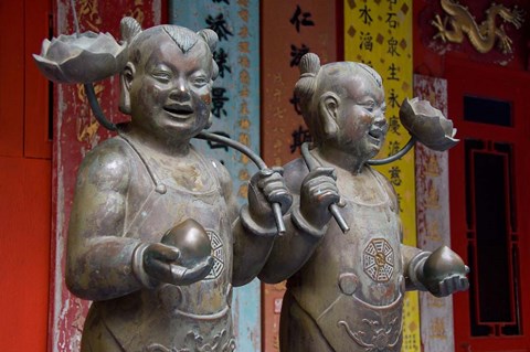 Framed Pair of statues, Goddess of Mercy temple, Repulse Bay, Hong Kong Print