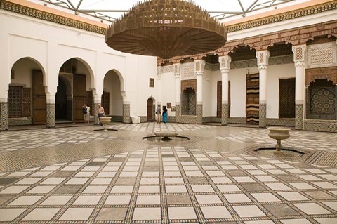 Framed Interior Courtyard, Musee de Marrakech, Marrakech, Morocco Print