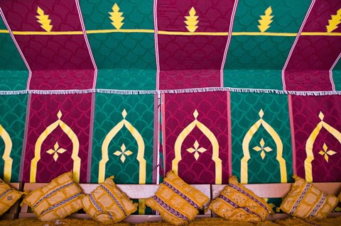 Framed Interior of Moroccan Dinner, Tent Hotel Ksar Tinsouline, Zagora, Draa Valley, Morocco Print