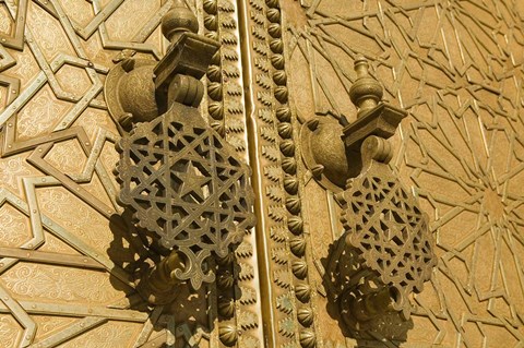 Framed MOROCCO, Fes, Jdid, Royal Palace, moorish door detail Print