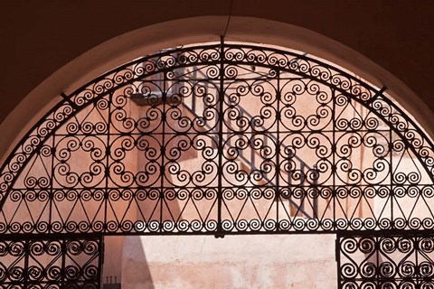 Framed Moorish architecture, iron gate Rabat medina, Morocco Print