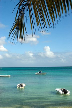 Framed Mauritius, Grand Baie, Boats anchored in Grand Baie Print