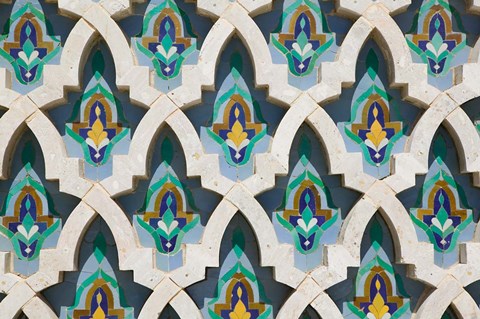 Framed MOROCCO, Hassan II Mosque, Islamic Tile Detail Print