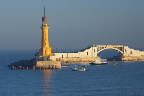 Framed Lighthouse, Alexandria, Mediterranean Sea, Egypt Print