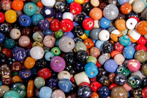 Framed Kazuri bead factory, crafts, Nairobi, Karen district, Kenya, Africa Print