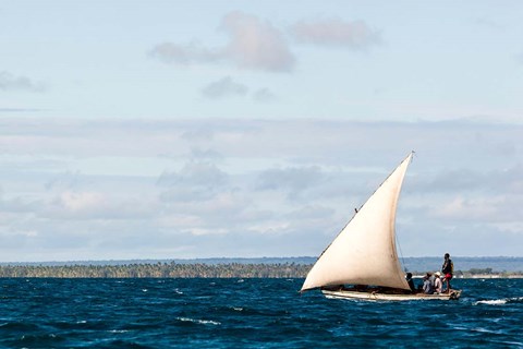 Framed Men sailing on the sea of Zanj, Ihla das Rolas, Mozambique Print