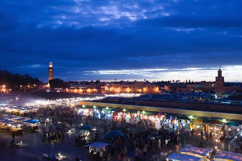 Framed MOROCCO, MARRAKECH: Djemma el, Fna Square Evening Print