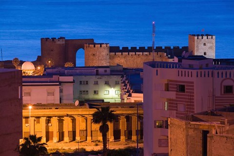 Framed MOROCCO, SAFI: Qasr, al, Bahr Portuguese Fort at night Print