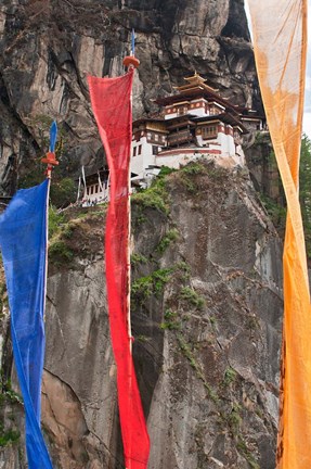 Framed Prayer Flags, Tiger&#39;s Nest, Bhutan Print