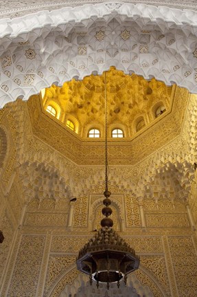 Framed Door and wall tiles on Islamic law courts, Morocco Print