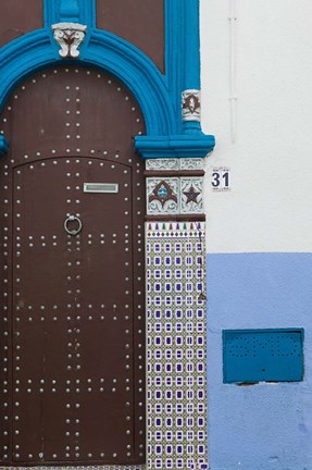 Framed MOROCCO, Rabat: Kasbah des Oudaias, Doorway Detail Print